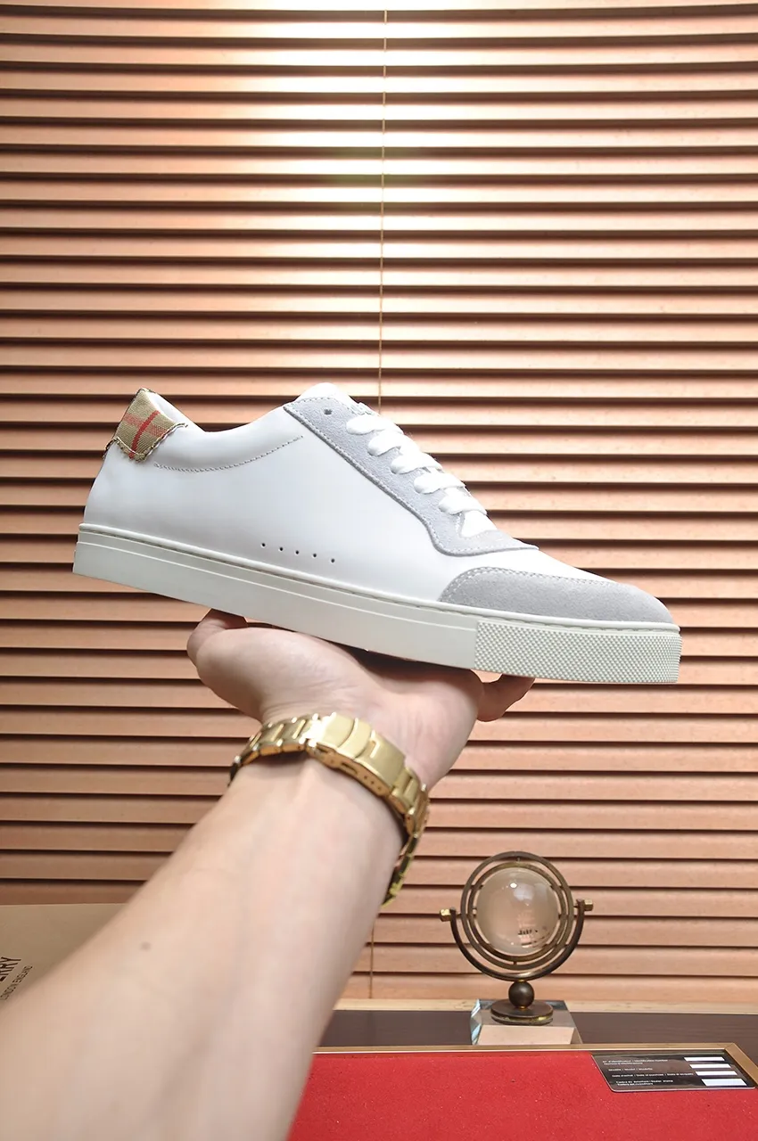 Men's shoes💰480💶[Burberry] (cowhide lining) classic low-top sneakers｜Imported cowhide with classic plaid fabric｜Cow leather lining｜Original outsole｜Fine workmanship and comfortable to wear Size: 38-44 (customized at 45)
